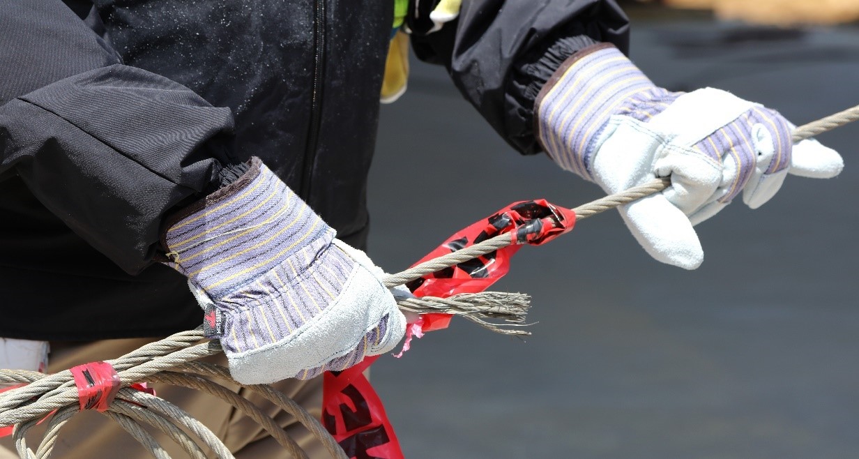 Gloves gripping cable