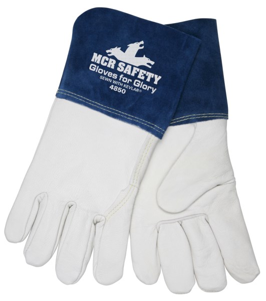 Gloves For Glory Leather Welding Work Gloves Premium Grain Goatskin Leather 4.5 Inch Split Cowskin Leather Cuff, L