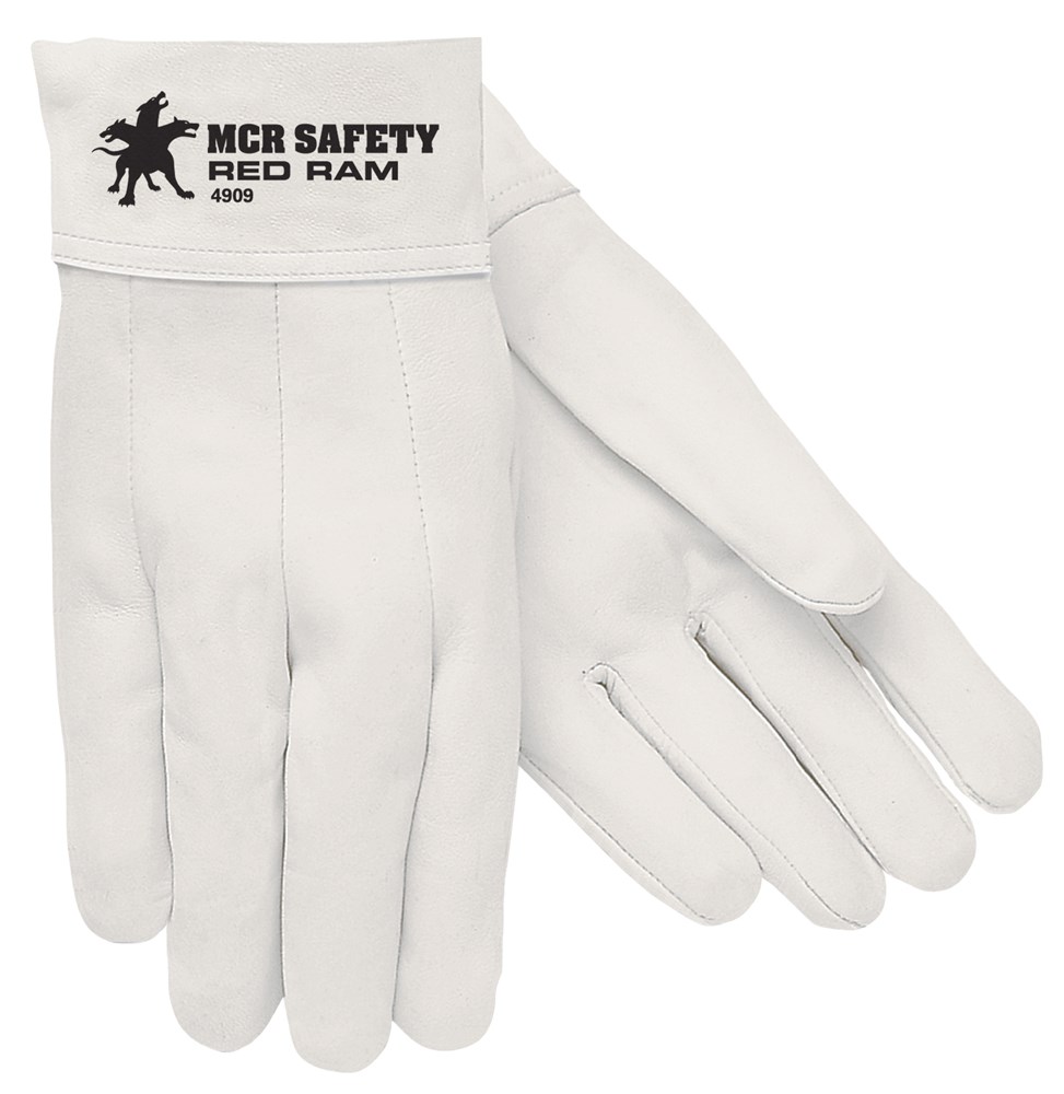 Red Ram® Leather Welding Work Gloves Grain Goatskin Leather 2.5 Inch Band Top, Clute Pattern, XS