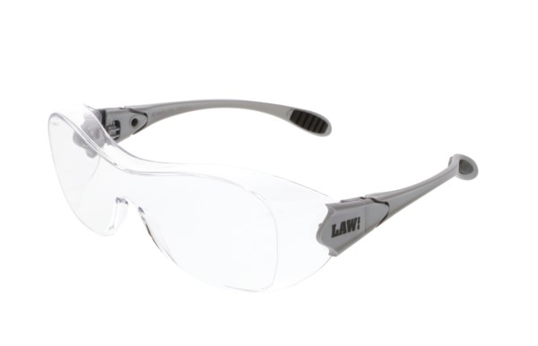 Law® OTG Series Over-the-Glass Safety Glasses Clear UV-AF® Anti-Fog Lens Black TPR Temple Inserts Gray Temples