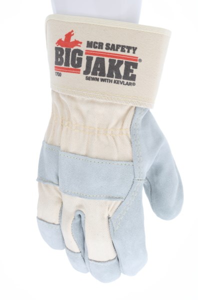 Big Jake® Premium Grade A+ Side Leather Leather Palm Work Gloves Sewn with DuPont™ Kevlar® 23/4 Inch Safety Cuff, L
