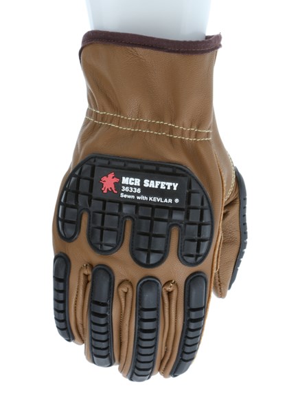 36336 - Oil Block Goatskin Leather Drivers Work Gloves TPR Back