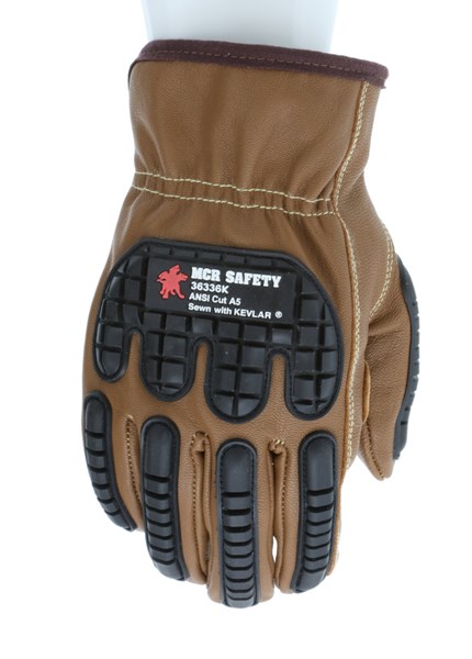 36336K - Oil Block Goatskin Leather Drivers Work Gloves TPR Back