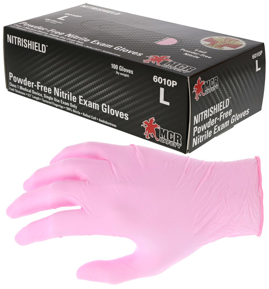 Safe Handler Nitrile Pink/Black OSFM Firm Grip Work Gloves (Pack of 12-Pairs)