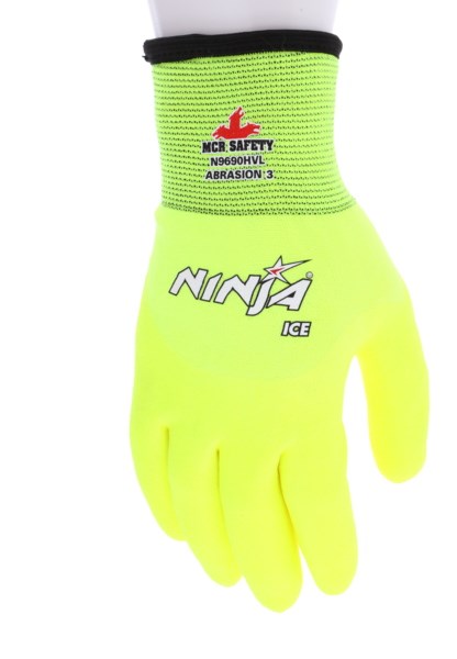 Ninja® Ice Insulated Work Gloves Hi-Vis 15-Gauge Lime Nylon Acrylic Terry Interior Over-The-Knuckle Coated with HPT, L