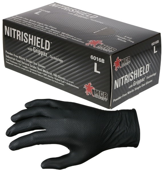 Salon World Safety Black Nitrile Disposable Gloves 3 Boxes of 100 Size Medium 50 Mil - Latex Free Textured Food Safe