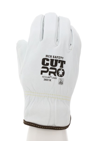 Leather Drivers Work Glove Premium Grade Grain Goatskin DuPont™ Kevlar / Synthetic Lined Cut Resistant, L