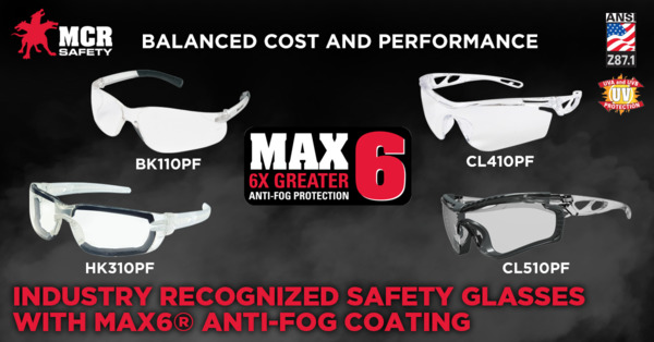 Safety Glasses with MAX6 Anti-Fog Coating