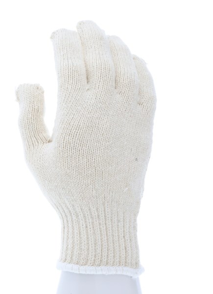 String Knit Work Gloves 7-Gauge Heavyweight Natural 100% Cotton Hemmed, L