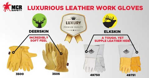 MCR Safety 4550 Cowhide Leather Welding Glove Contact Heat Rating Of Level  3 Up To 392 F[12 PACK] MCR4550-12EA
