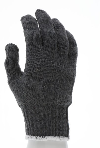 String Knit Work Gloves 7 Gauge Heavy Weight Gray 70% Cotton and 30% Polyester Hemmed Cuff, L
