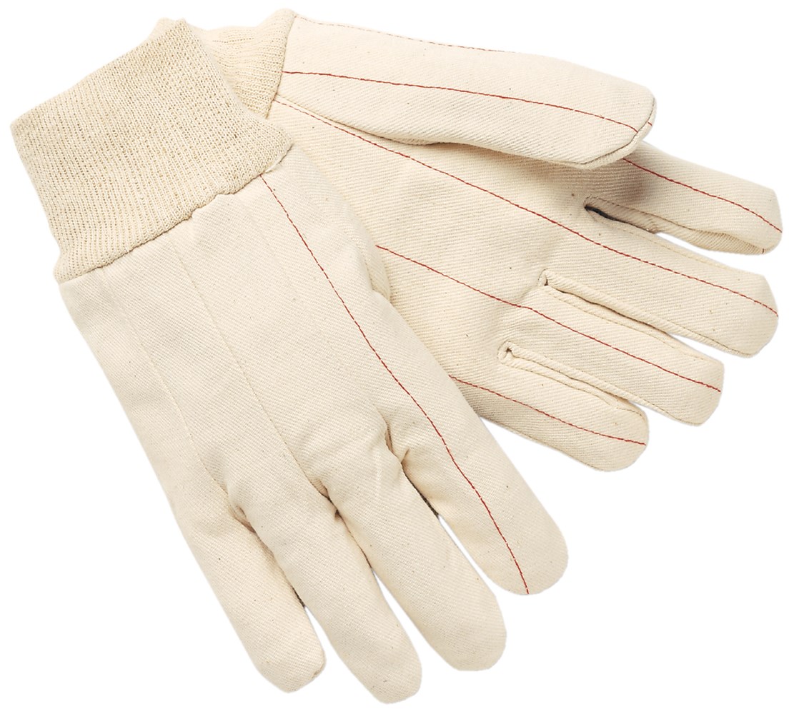 Double Palm Work Gloves 18 Ounce 100% Cotton Clute Pattern with Straight Thumb Knit Wrist, L
