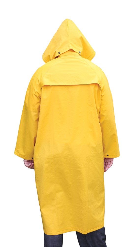 MCR Safety 200CM 49-Inch Classic PVC/Polyester Coat with Detachable Hood Yellow Medium 