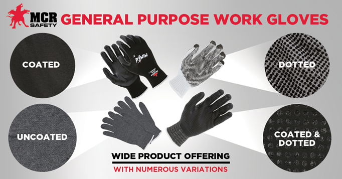 MCR Safety Lightweight Dotted Gloves