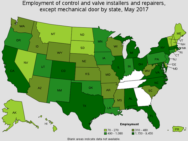 Employment of Control and Valve Installers and Repairers