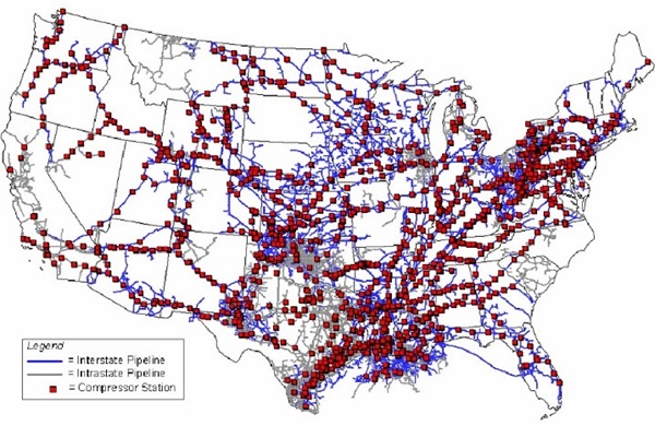 Visual Map of US Natural Gas pipelines