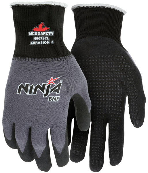 Large 1-Pair Black MCR Safety MB100L Memphis Multi-Task Style Mens Gloves with Black Single Ply Synthetic Leather Palm