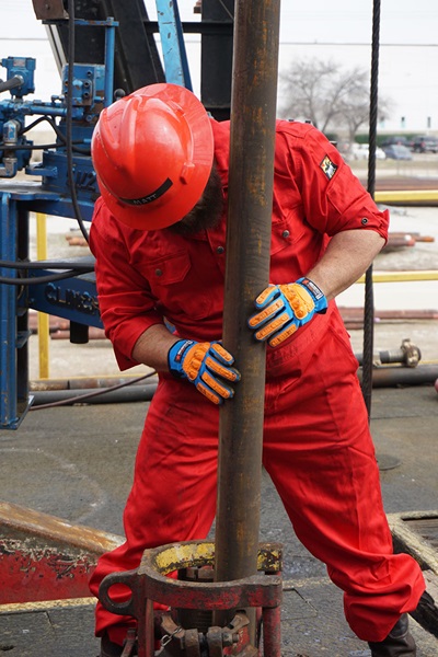 Oil Rig Worker with D3O Gloves